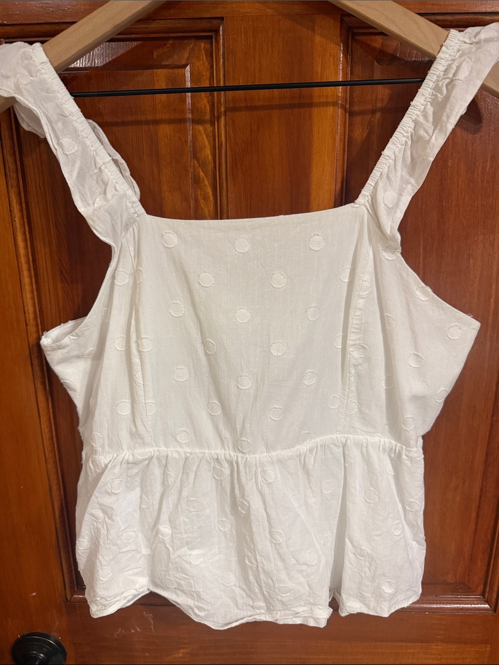 Women’s White Textured Square Neck Top - Lightweight Summer Layer